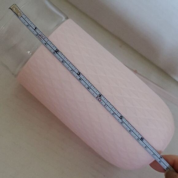 18 OZ Ello Devon Glass Container Tumbler Pink Satin Silicone Sleeve Wooden Lid - Picture 10 of 14